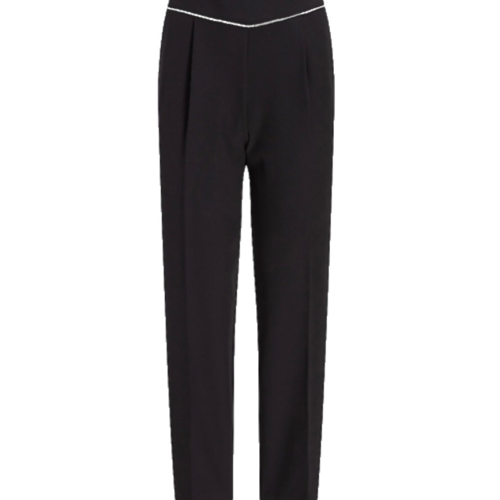 Express Black Super High Rise Ankle Tailored Trousers with Contrast Waist Detail